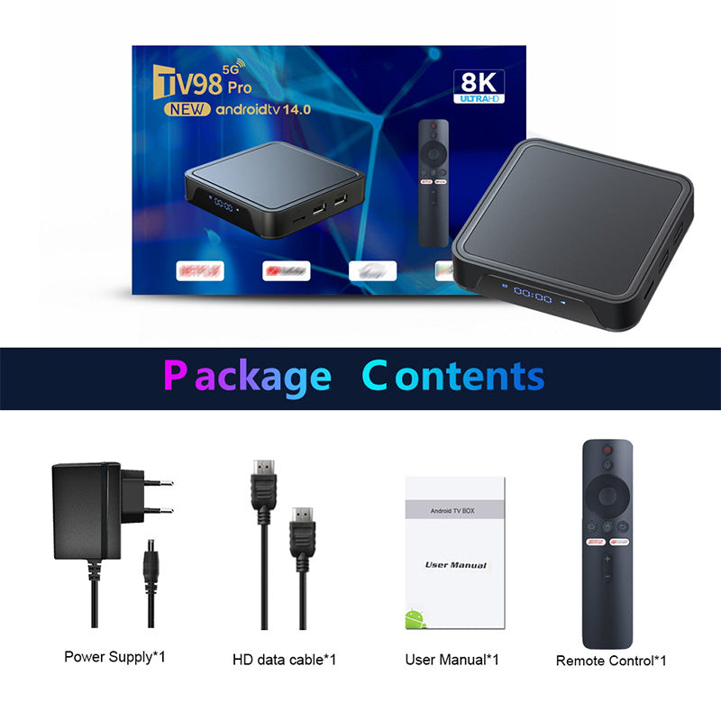 TV98 Pro Android 14 ATV Box with 5G WiFi & Bluetooth