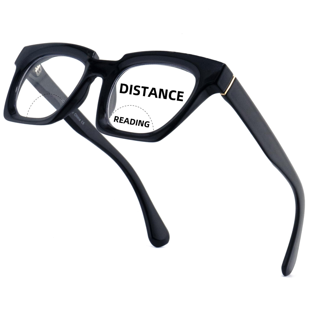 LOVIVY Bifocal Reading Glasses for Women Oversized Dual Focus Blue Light Readers Oprah No Line Clear Square Retro Eyewear (Black +1.25)