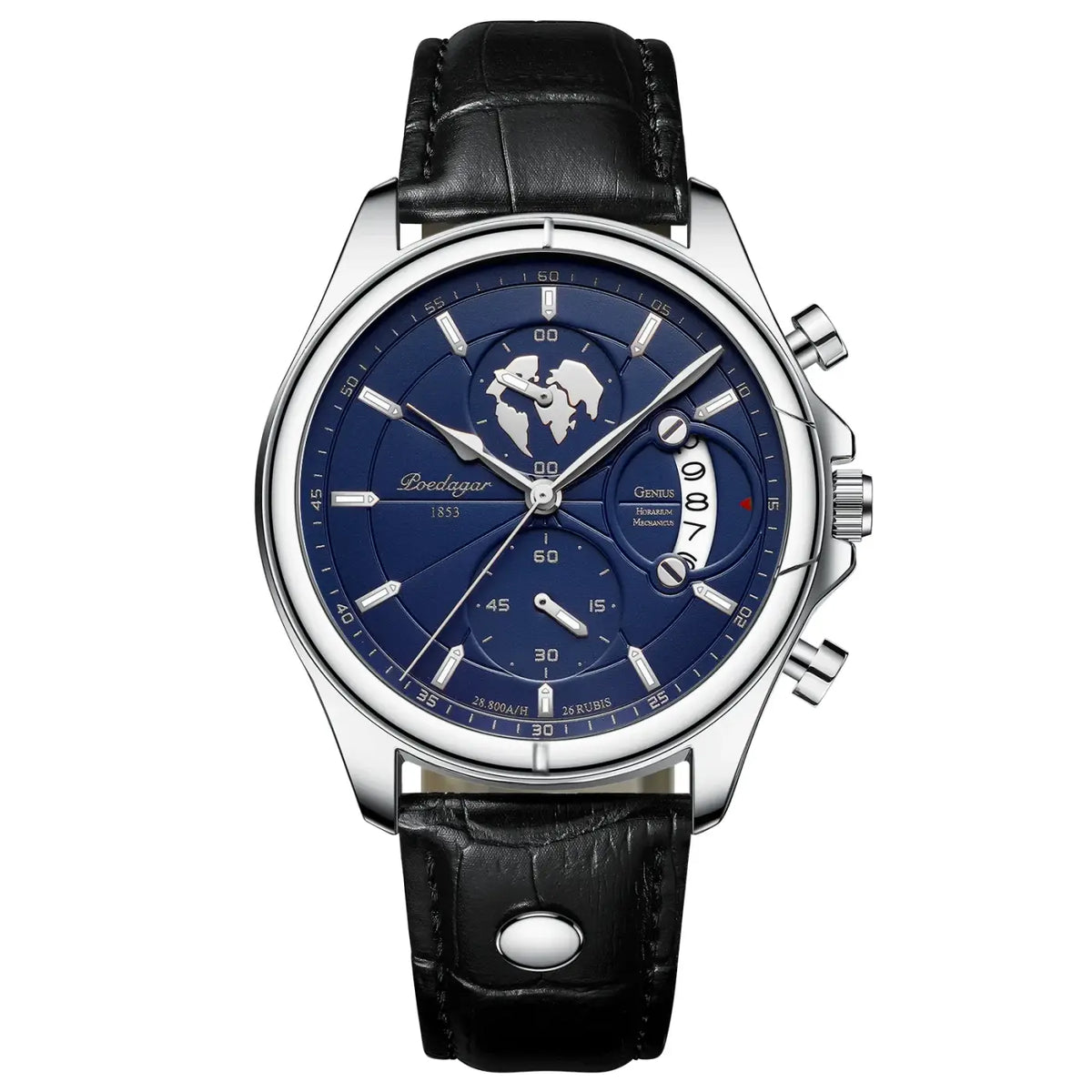 Poedagar luxury man wristwatch chronograph date leather casual quartz watch