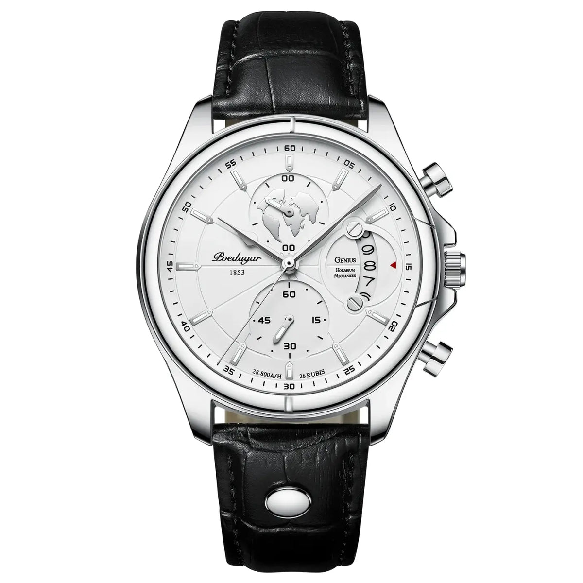 Poedagar luxury man wristwatch chronograph date leather casual quartz watch