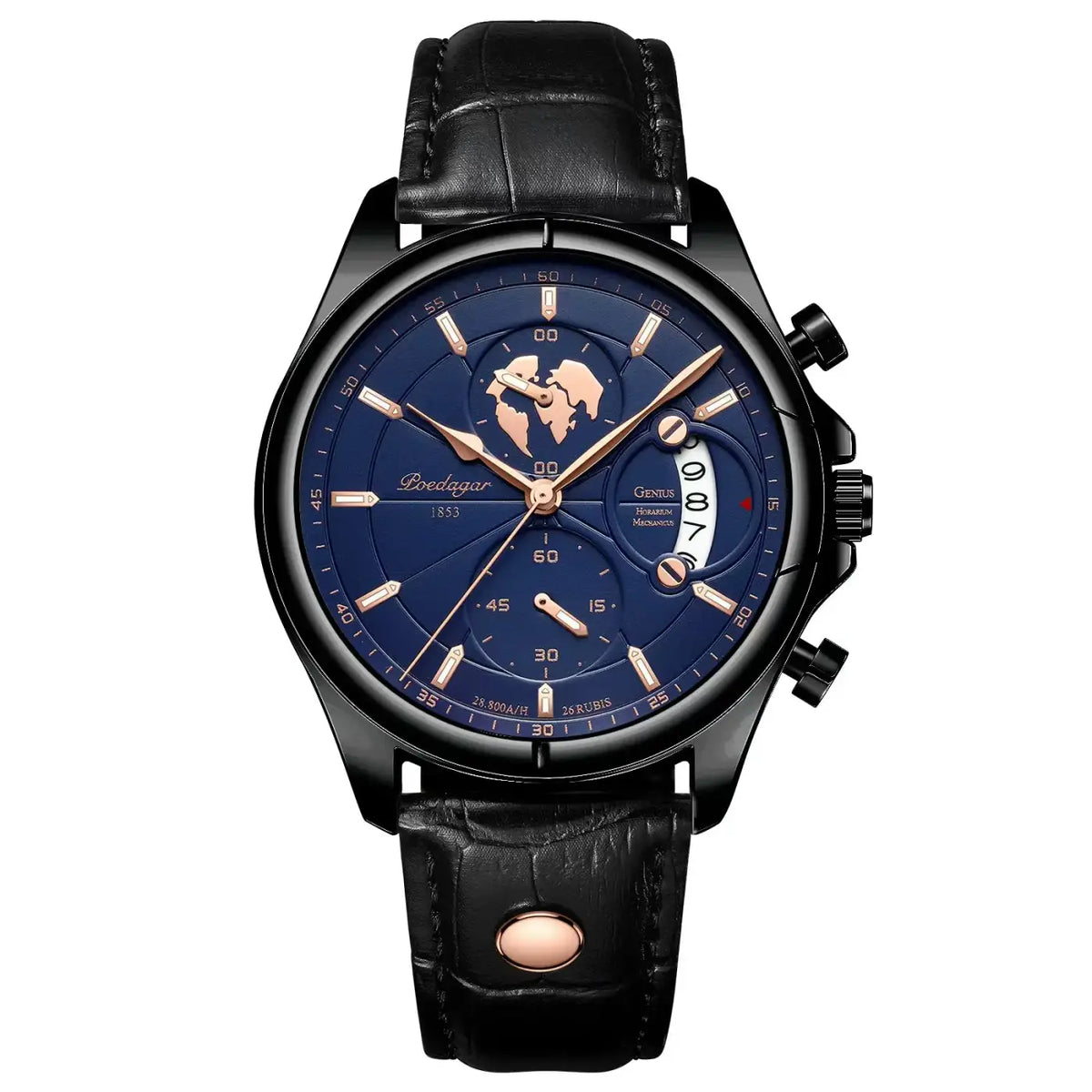 Poedagar luxury man wristwatch chronograph date leather casual quartz watch