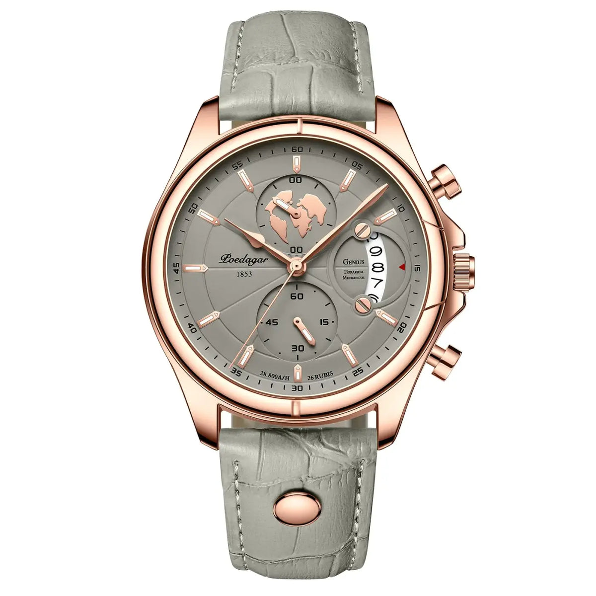 Poedagar luxury man wristwatch chronograph date leather casual quartz watch