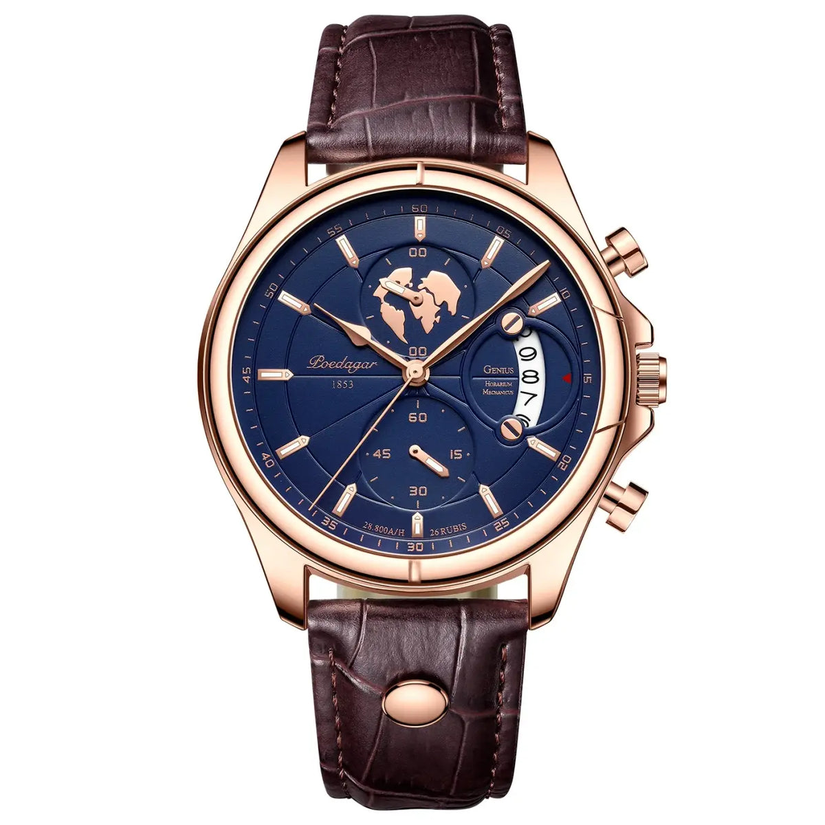Poedagar luxury man wristwatch chronograph date leather casual quartz watch