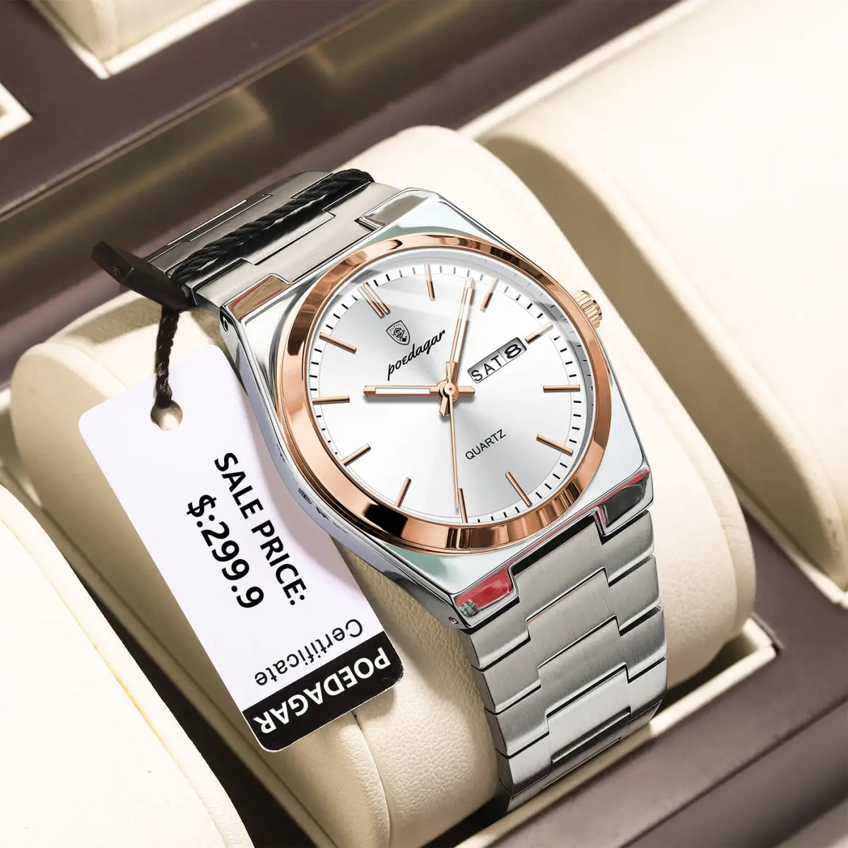 Men watch stainless steel casual fashion waterproof luminous