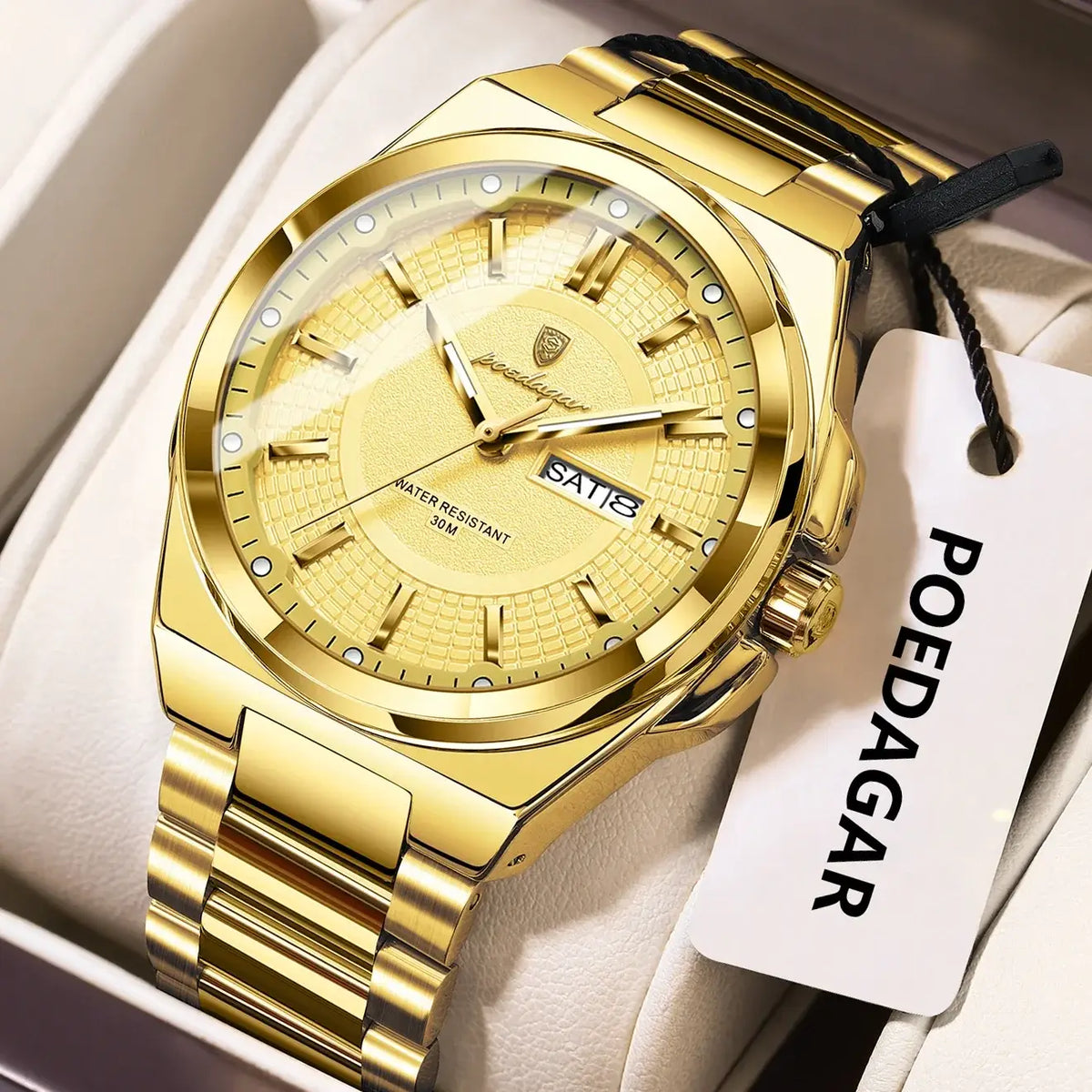 Poedagar Sport Quartz Wristwatch Stainless Steel Waterproof Luminous Hands